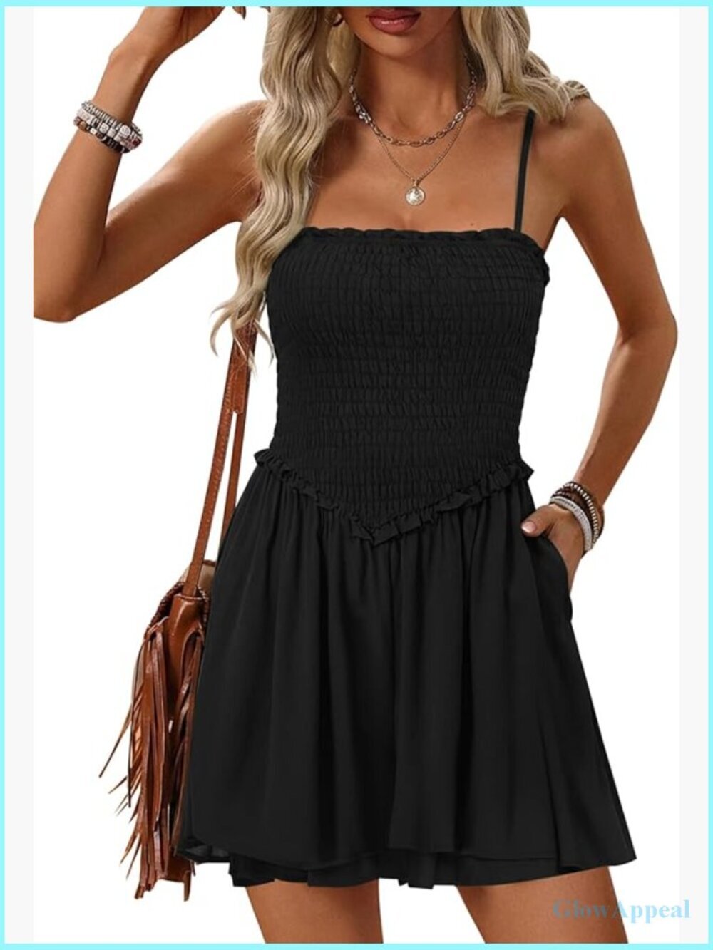 Smocked Sleeveless Spaghetti Strap Mini Shorts Jumpsuit